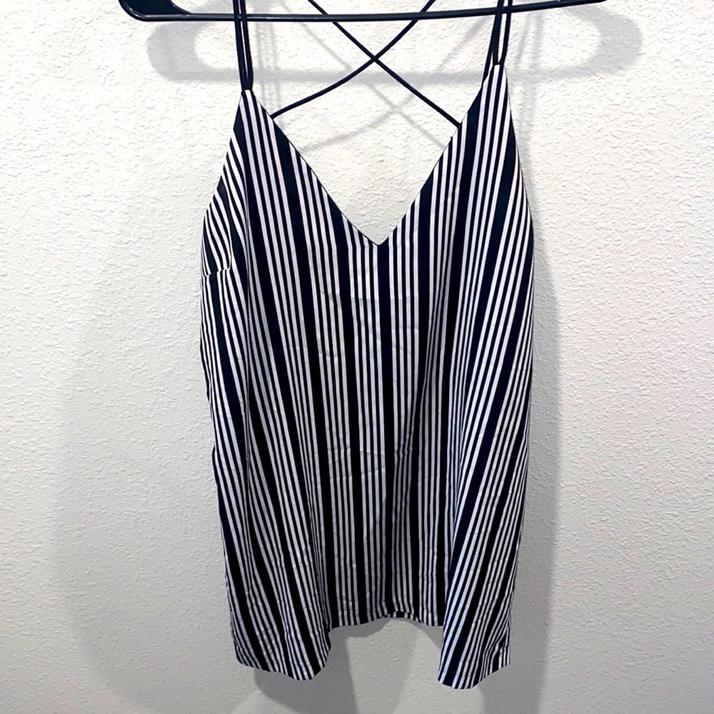 Black and white striped mini tunic dress